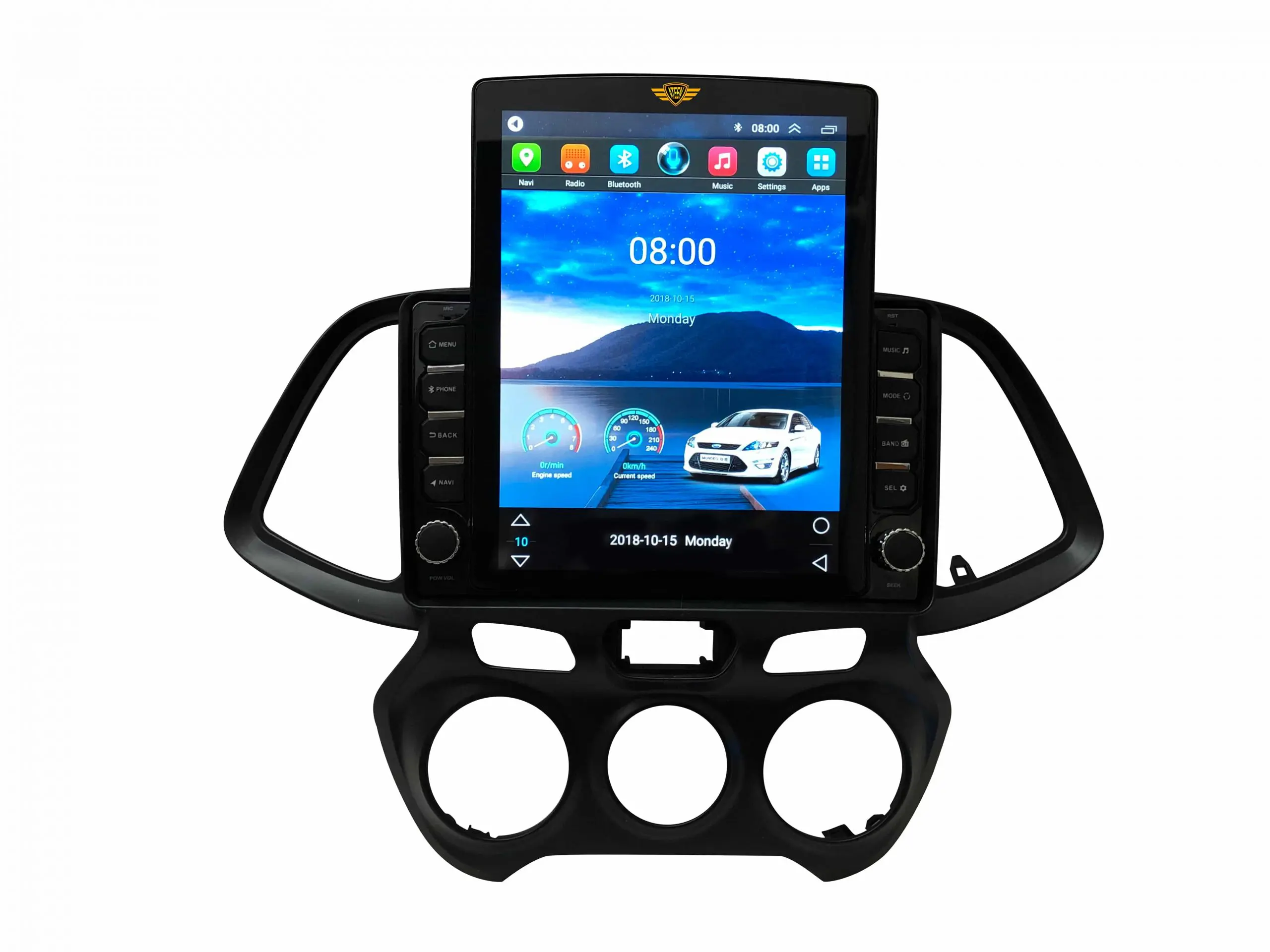 Ateen New 10.7 inch Tesla Full HD Android Car TV Infotainment System (1GB/16GB) Compatible for Hyundai Santro