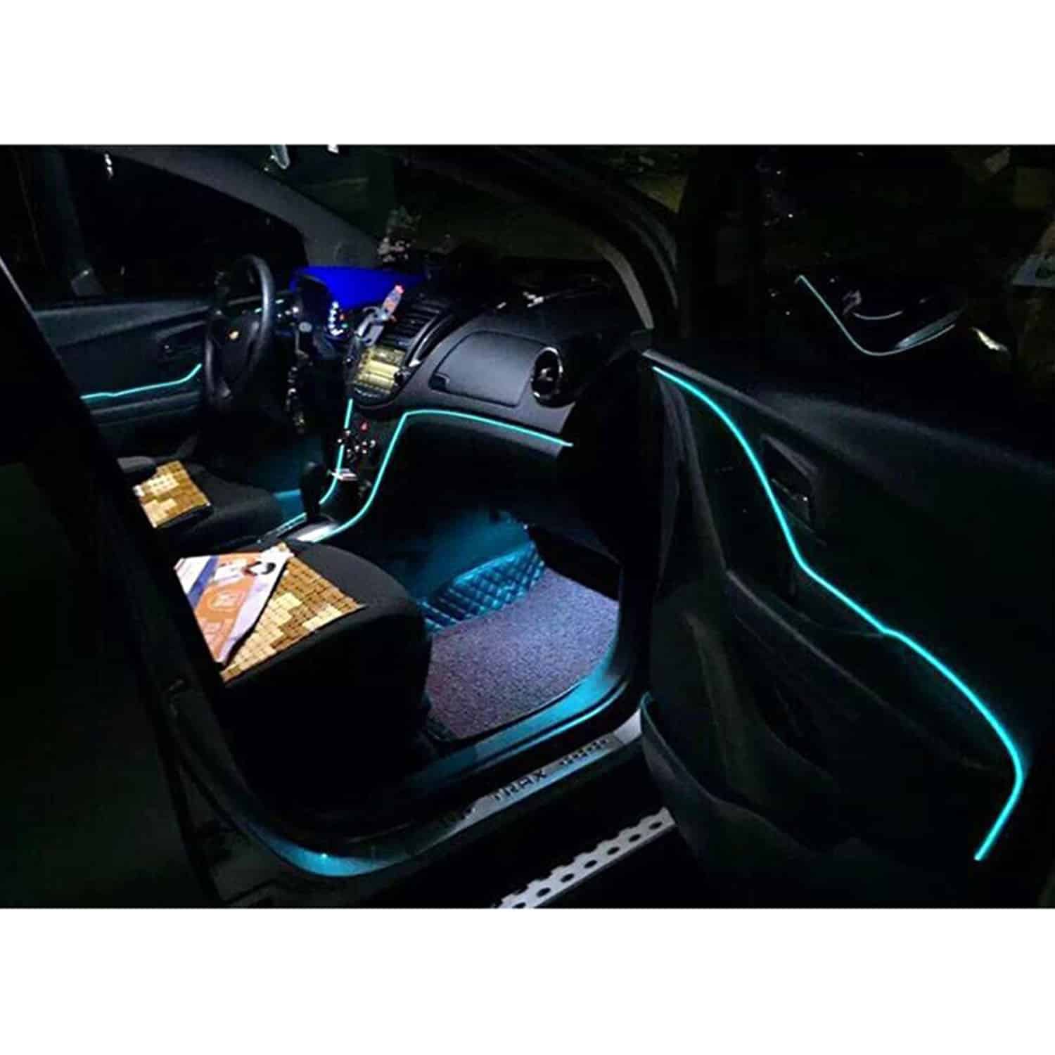 APP Neon LED Light Trim Glow Optic Fiber Strip Car Interior Ambient  Lighting Kit