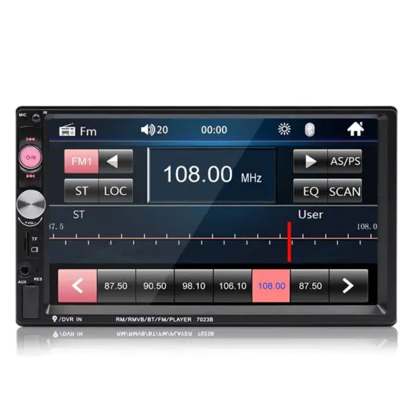 Ateen 7'' HD Bluetooth Car MP5 Player TFT Capacitive Touch Screen FM Radio Car Video USB TF Aux input Colorful Buttons Car Stereo Music