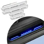 Ateen Car Door Foot Step Led Sill Plate Compatible for Honda Amaze (Set of 4PCS, Blue)