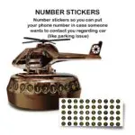 Ateen Helicopter Solar Power 360 Degree Rotating Car Dashboard Air Freshener Perfume, with Organic Fragrance and Phone Number Stickers - Image 4