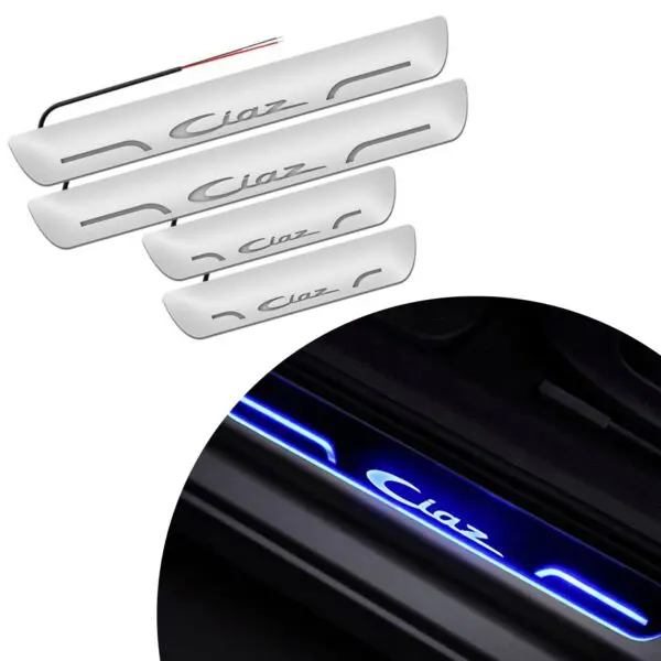 Ateen Car Door Foot Step Led Sill Plate Compatible for Suzuki Ciaz (Set of 4PCS, Blue)