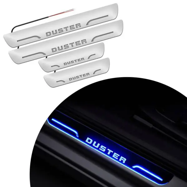 Ateen Car Door Foot Step Led Sill Plate Compatible for  Renault Duster (Set of 4PCS, Blue)
