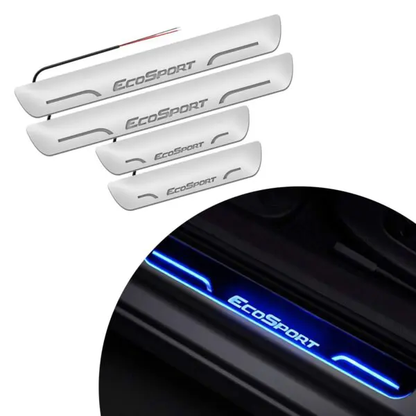 Ateen Car Door Foot Step Led Sill Plate Compatible for Ford Ecosport (Set of 4PCS, Blue)