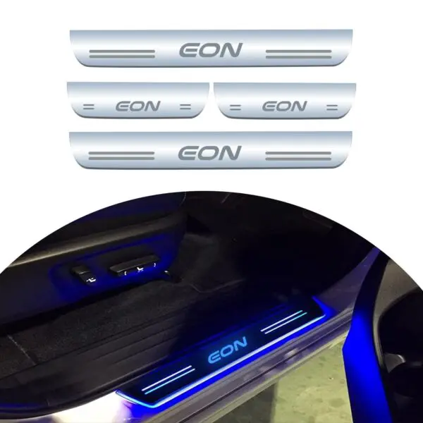 Ateen Car Door Foot Step Led Sill Plate Compatible for Hyundai EON (Set of 4PCS, Blue)