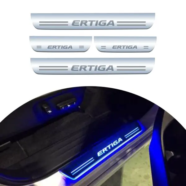 Ateen Car Door Foot Step Led Sill Plate Compatible for Suzuki Ertiga (Set of 4PCS, Blue)