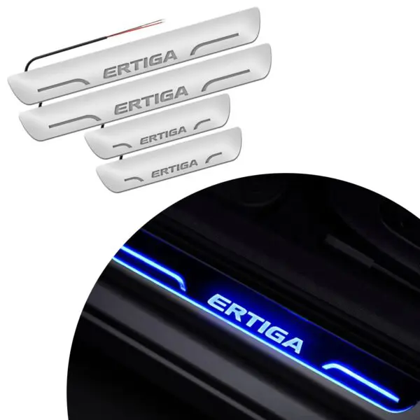 Ateen Car Door Foot Step Led Sill Plate Compatible for Suzuki Ertiga (Set of 4PCS, Blue)