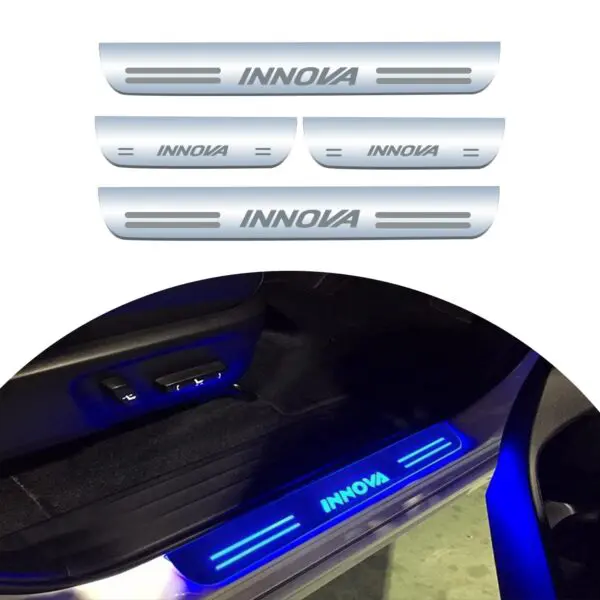 Ateen Car Door Foot Step Led Sill Plate Compatible for Toyota Innova (Set of 4PCS, Blue)