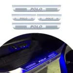 Ateen Car Door Foot Step Led Sill Plate Compatible for Volkswagen Polo (Set of 4PCS, Blue)