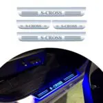 Ateen Car Door Foot Step Led Sill Plate Compatible for Suzuki S-Cross (Set of 4PCS, Blue)