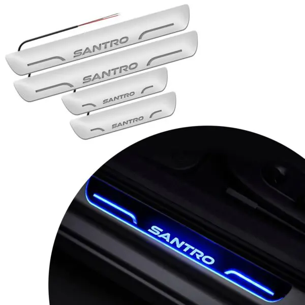 Ateen Car Door Foot Step Led Sill Plate Compatible for Hyundai Santro  (Set of 4PCS, Blue)