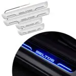 Ateen Car Door Foot Step Led Sill Plate Compatible for Kia Seltos (Set of 4PCS, Blue)