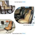 Ateen Car/Taxi Driver Seat Beads Wooden Cushion Cover pad for Acupressure Sitting in Cream Color (1 pc) - Image 5