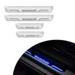 Ateen Car Door Foot Step Led Sill Plate Compatible for Suzuki Wagon-R (Set of 4PCS, Blue)