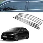 Ateen Chrome Window Garnish for Volkswagen Polo frame stainless steel trim glass outer border complete full set (Upper+Lower)