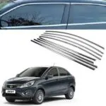 Ateen Chrome Window Garnish for Tata Zest frame stainless steel trim glass outer border complete full set (Upper+Lower)