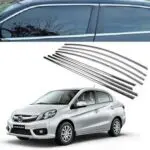 Ateen Chrome Window Garnish for Honda Amaze frame stainless steel trim glass outer border complete full set (Upper+Lower)