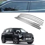 Ateen Chrome Window Garnish for Hyundai Creta frame stainless steel trim glass outer border complete full set (Upper+Lower)