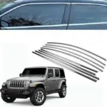 Ateen Chrome Window Garnish for Jeep Compass frame stainless steel trim glass outer border complete full set (Upper+Lower)