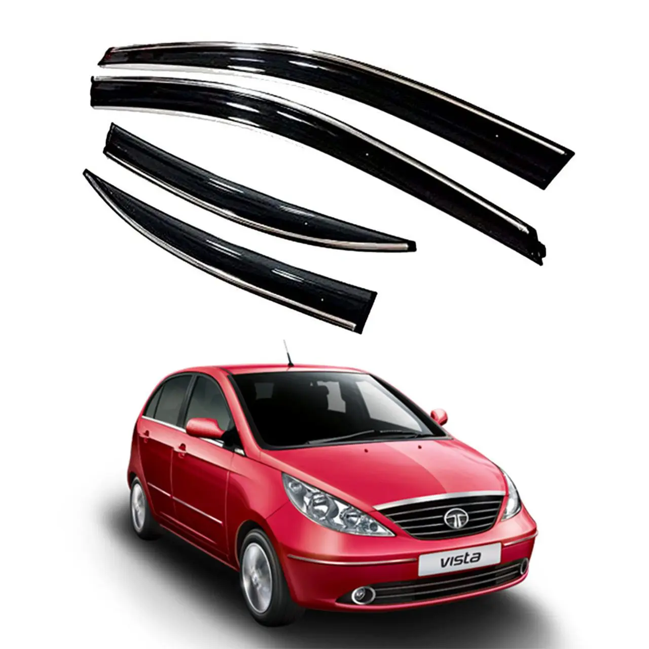 Ateen Non Breakable Car Door Visor/Side Window Wind Deflectors/Rain Guard For Tata Indica