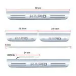 Car Door Foot Step Led Sill Plate Compatible for  Skoda Rapid (Set of 4 pcs, Blue) - Image 3