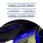 Car Door Foot Step Led Sill Plate Compatible for Volkswagen Tiguan (Set of 4 pcs, Blue)