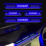 Car Door Foot Step Led Sill Plate Compatible for Volkswagen Passat  (Set of 4 pcs, Blue)