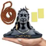 Adiyogi Statue with Rudraksha Mala for Car Accessories for Dashboard, Pooja & Gift,Decore Items for Home & Office, Made in India