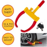 Anti Theft Security Car Wheel Lock Clamp Anti-Theft Towing Parking Boot Tire Claw Adjustable with Two Keys, RED & Yellow - Image 3