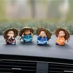 Porcelain Cute Doll Car Ornaments, Small, Multicolour, 4 Pieces Figurine