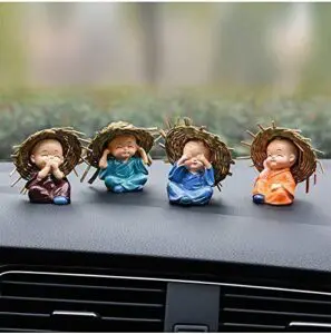 Porcelain Cute Doll Car Ornaments, Small, Multicolour, 4 Pieces Figurine