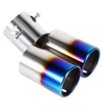Universal Dual Exhaust Tips Burn Paint Tailpipe 2.5 Inch Inlet Stainless Steel Car Exhaust Muffler Tip for Pipe Diameter 1.5 to 2 inch
