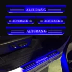 Car Door Foot Step Led Sill Plate Compatible for Mahindra Alturas G4 (Set of 4 pcs, Blue)