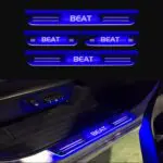 Car Door Foot Step Led Sill Plate Compatible for Chevrolet Beat  (Set of 4 pcs, Blue)