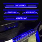 Car Door Foot Step Led Sill Plate Compatible for Honda BRV (Set of 4 pcs, Blue)