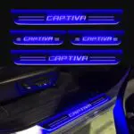Car Door Foot Step Led Sill Plate Compatible for Chevrolet Captiva  (Set of 4 pcs, Blue)