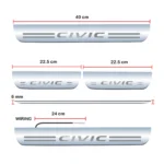 Car Door Foot Step Led Sill Plate Compatible for Honda Civic (Set of 4 pcs, Blue) - Image 2