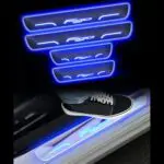 Car Door Foot Step Led Sill Plate Compatible for Ford Figo (Set of 4 pcs, Blue)