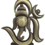 Metal Lord Om Ganesha Idol, 6x4.70 cm, Gold