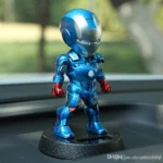 Solar Powered Iron Man War Machine Bobble head Action Figure Toy Car Mount