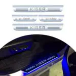 Car Door Foot Step Led Sill Plate Compatible for Renault Kiger (Set of 4 pcs, Blue)