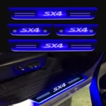 Car Door Foot Step Led Sill Plate Compatible for Suzuki SX4  (Set of 4 pcs, Blue)