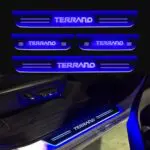Car Door Foot Step Led Sill Plate Compatible for Nissan Terrano  (Set of 4 pcs, Blue) - Image 2