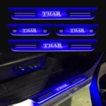 Car Door Foot Step Led Sill Plate Compatible for Mahindra Thar (Set of 4 pcs, Blue)