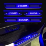 Car Door Foot Step Led Sill Plate Compatible for Tata Tigor  (Set of 4 pcs, Blue)