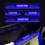 Car Door Foot Step Led Sill Plate Compatible for Mahindra Verito (Set of 4 pcs, Blue)