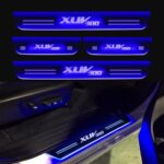 Car Door Foot Step Led Sill Plate Compatible for Mahindra XUV300 (Set of 4 pcs, Blue)