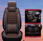 Best Car Seat Covers Premium Quality Enhance Comfort and Protection for Long-Lasting Comfort Pu Leatherette Material For Every Vehicle (Black and Brown) - Image 2