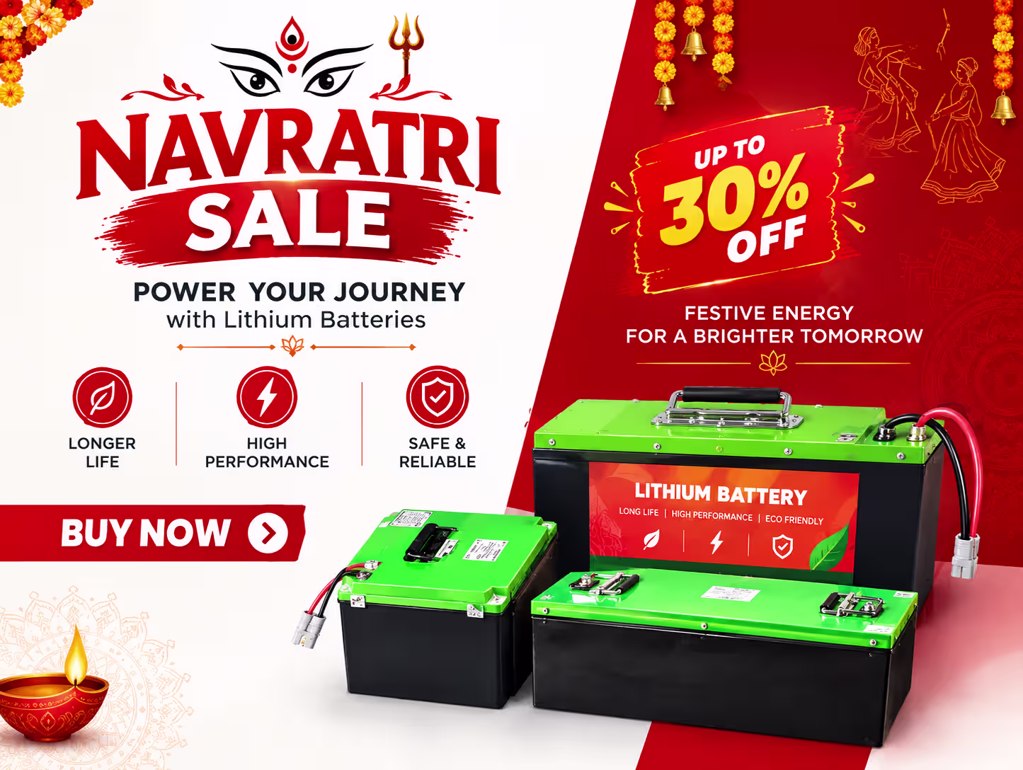 Navratri Lithium Battery Sale Banner